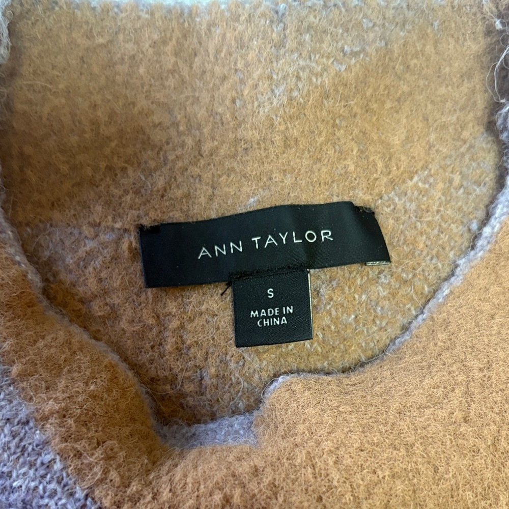 Ann Taylor Brown And Gray Patterned Turtleneck Sw… - image 2